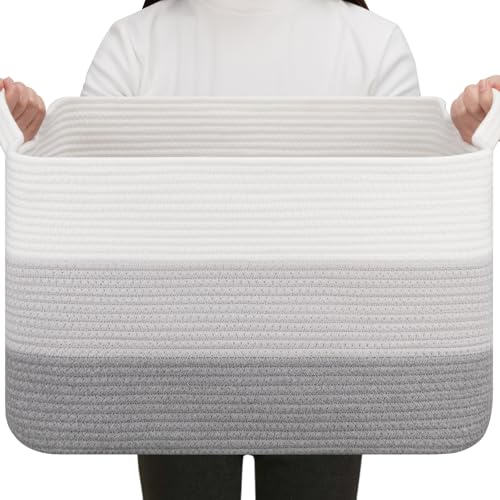 50L Storage Basket Large Blanket Basket Living Room Gray 3