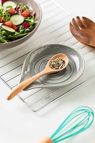 Spoon Rest Ceramic Spoon Holder for Stove Top Large Spatula Holder (2 Count)
