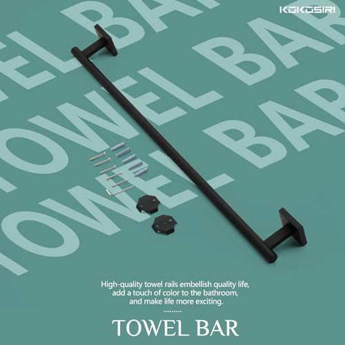 Towel Rails Bathroom Towel Bars Matte Black 24 Inch Bath Towel Holder for Cabinet Kitchen Wall Stainless Steel B4005BK
