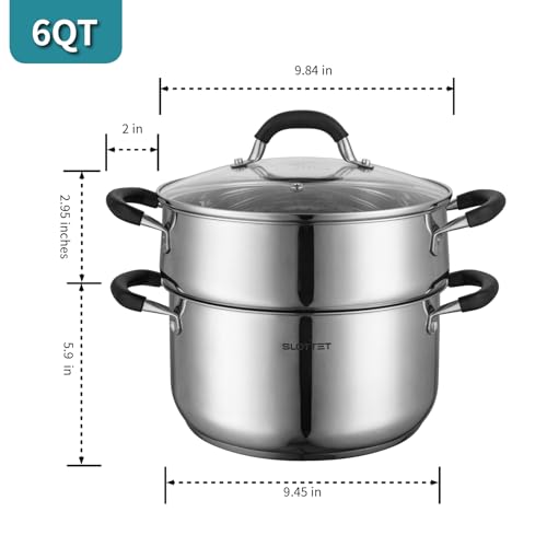 6 Quart Stainless Steel Stock Pot with Steamer