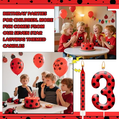 13PCS Ladybug Theme Birthday Candles Set (13 Count)