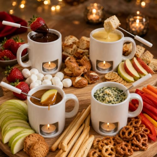 4 Pack Ceramic Fondue Cheese Mugs