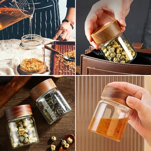 26 oz 850 ml Clear Glass Storage Canister with Airtight Wooden Lid