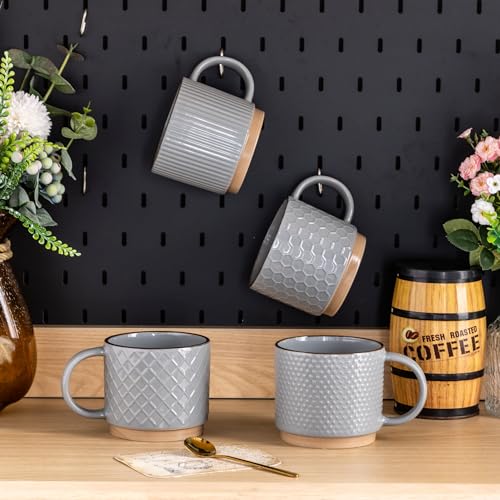 12 OZ Stackable Coffee Mugs Set of 4 (4 Count)