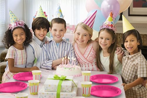 Party Solids Sturdy Hot Pink Plastic Plates 9" Party Plates 100 Pcs (100 Count)