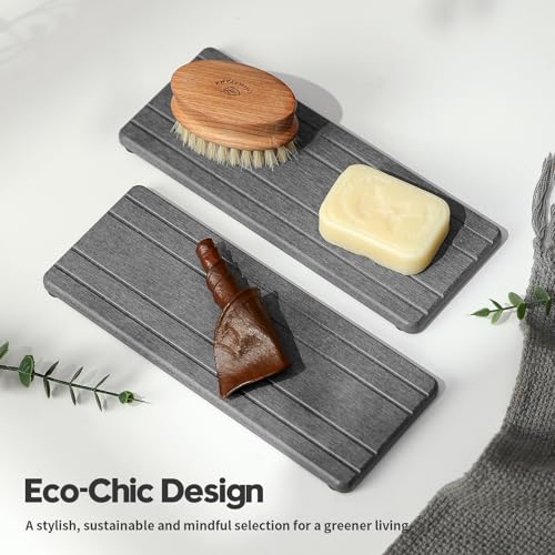 2PCS Diatomite Quick Stone Drying Tray Mat For Bathroom & Kitchen Counter (2 Count)