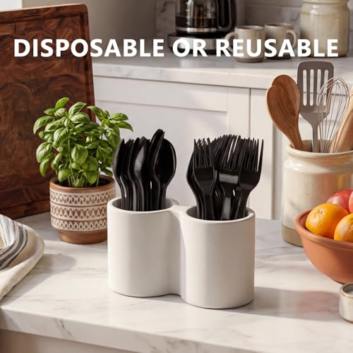 100 Count Black Plastic Spoons Heavy Duty