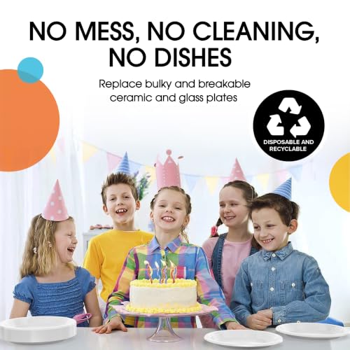 Sturdy White Plastic Plates 10" Party Plates 100 Pcs (100 Count)