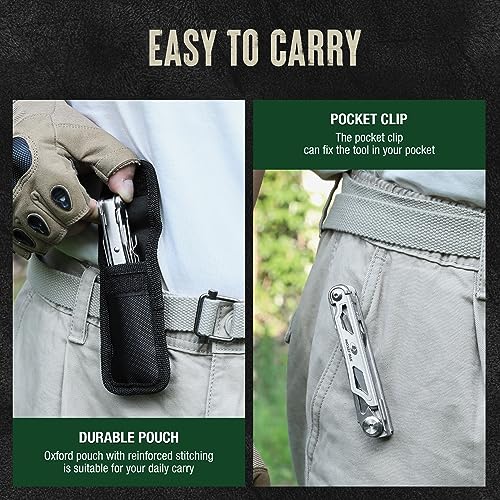 12-in-1 Multitool Pocket Knife with Pouch & Clip