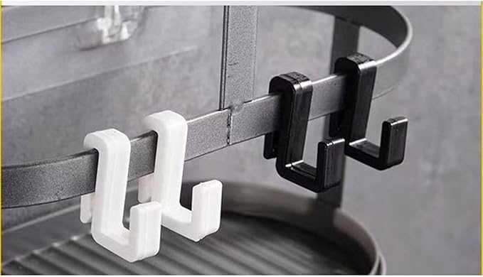 ZYAMY 30PCS Basket Rack Multifunctional Clip Hooks Plastic Shower Toilet Bathroom Shelf Hooks for Hanging Keys Storage Clothes Hat Light Strip Kitchenware Coffee Cups Flatware Bags White