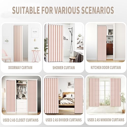Doorway Curtains Accordion Pink Curtains for Girls' Room Door