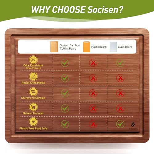 3 Packs Bamboo Cutting Board Set with Non Slip Feet and Over Sink Nice Solid Thick Wood Juice Groove Chopping Board Extra Large Big Small Best Hardwood Kitchen Counter Organic Vegetable (3 Count)