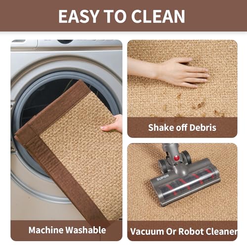 Kitchen Rugs Kitchen Mats for Floor Non Slip Washable Brown 17"x30" (3.575 Sq Ft)