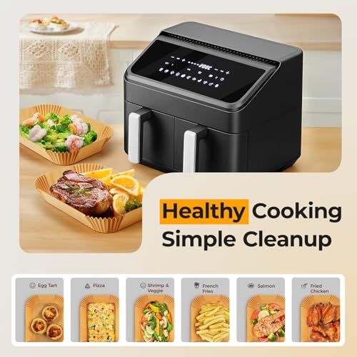 125Pcs Air Fryer Liners Disposable for Dual Basket 8x5.5 Inch Rectangle (125 Count)