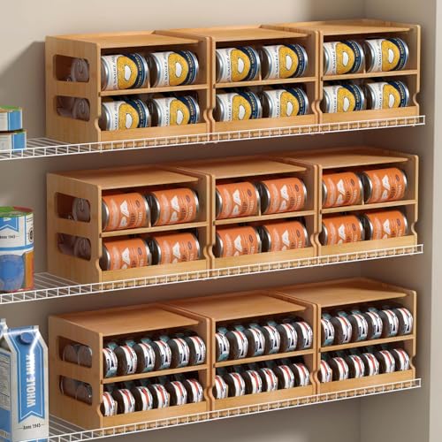 Stackable Bamboo Cat Food Can Organizer (36 Count)
