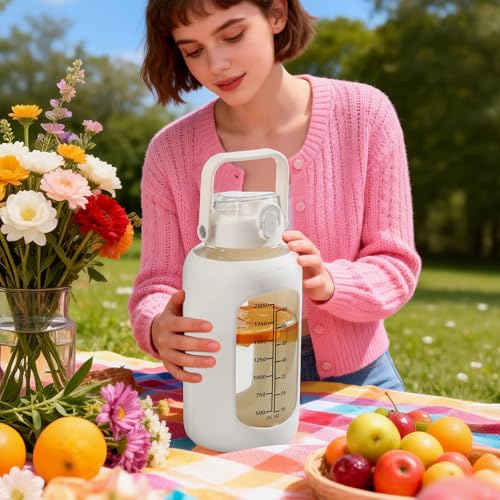 84oz Glass Water Bottle with Straw