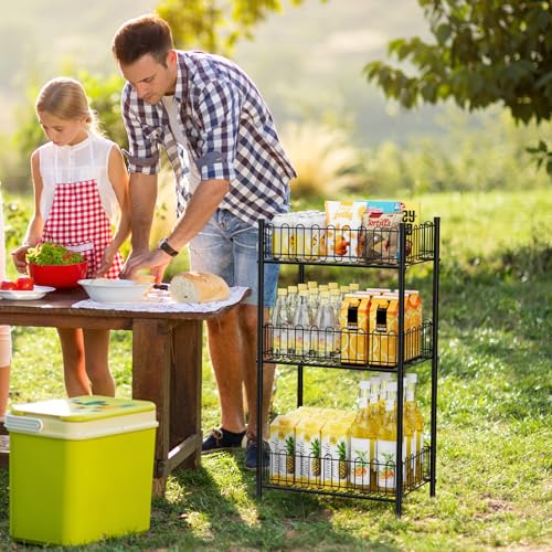 Water Bottle Holder Rack 3 Tier Soda Drink Organizer Vertical Metal Food Storage Shelf for Kitchen Countertop Pantry