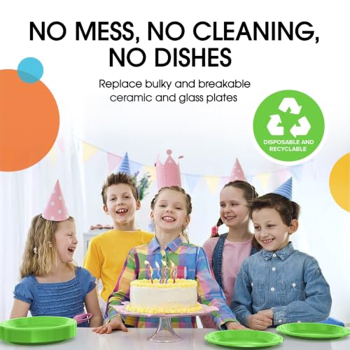 Sturdy Lime Green Plastic Plates 9" Party Plates 100 Pcs (100 Count)