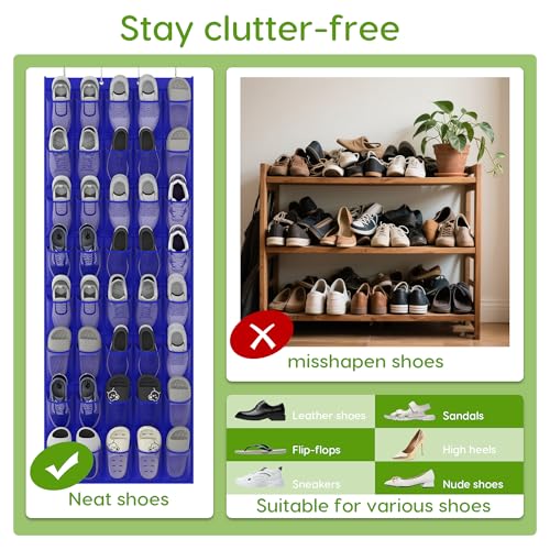 Over the Door Shoe Organizer with 40 Large Breathable Mesh Pockets