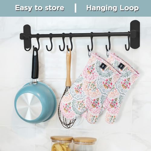 Oven Mitt Extra Long Cotton Cooking Kitchen Mitts with Non (2 Count)