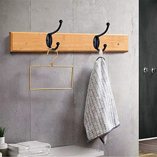 Wall Hooks 10Pcs Coat Hooks Hardware Towel Hooks for Hanging Coats Double No Rust Black Robe Hooks Wall Mounted with Screws for Key (10 Count)