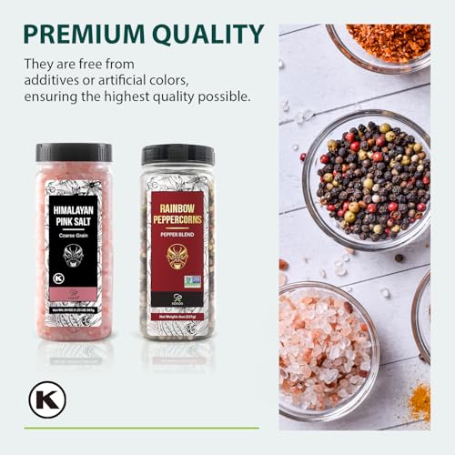 Pink Salt 18 Oz + Rainbow Peppercorns 8 Oz (28 Ounce)