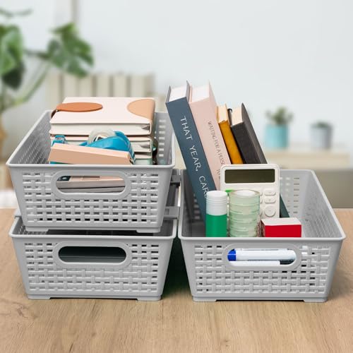 Stackable Woven Plastic Basket (6 Count)