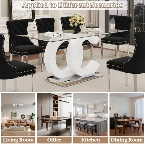 7 Piece Glass Dining Table Set for 6
