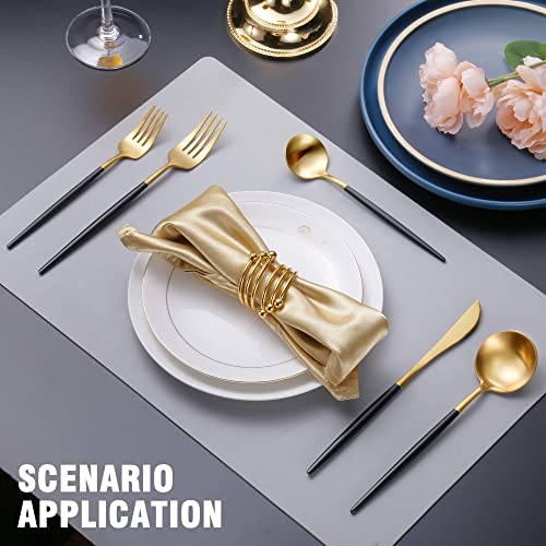Matte Black Gold Silverware Set for 4 (12 Count)