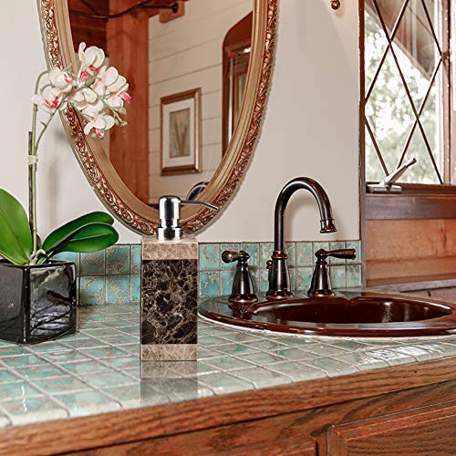 Hand Liquid&Lotion Soap Dispenser Pump Bottle Natural Marble for Kitchen Bathroom Countertop Laundry Room Holds Dish Soap Shampoo Laundry Liquid Shower Gel