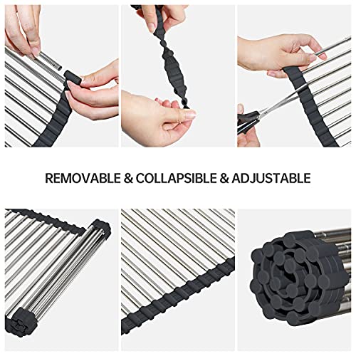 Expandable Roll Up Dish Drying Rack Over The Sink Rack