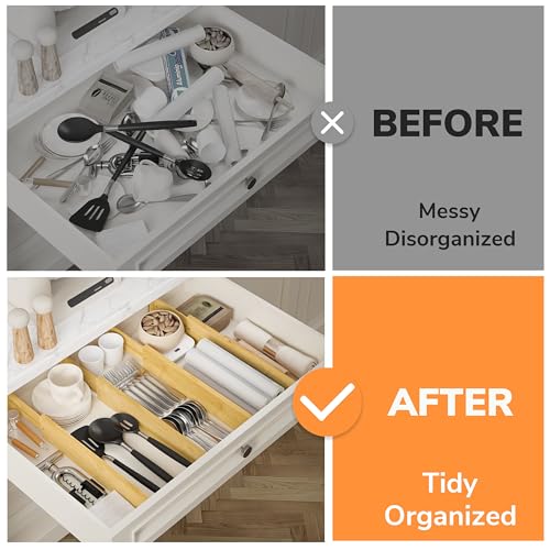 Bamboo Expandable Drawer Dividers (4 Count)