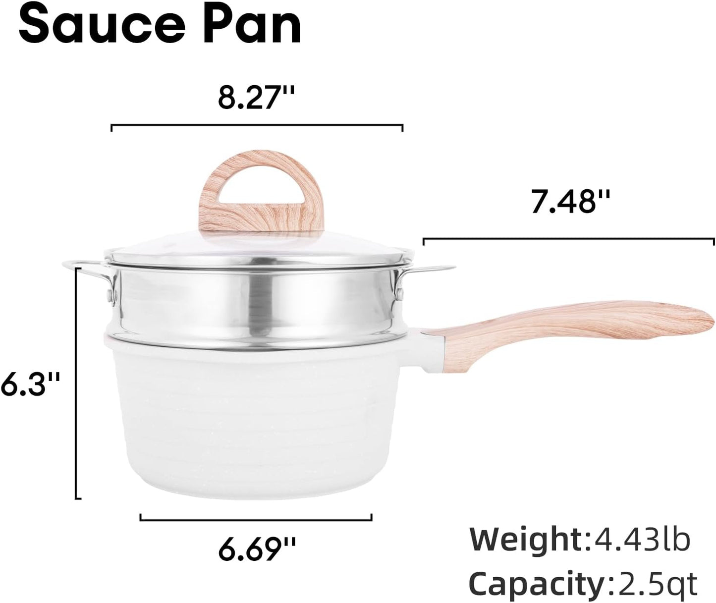 JEETEE 2.5 Quart Saucepan with Steamer Basket, Small Sauce Pot with Lid,Nonstick Coating with Pour Spout, Induction Compatible Cookware Sauce Pan for Cooking, PFOA/PFOS Free - Culinary Roots