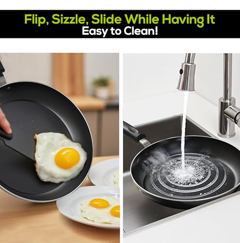 Nonstick Frying Pan Set 3 Piece 8 9.5 11 Inch PFOA Free Grey (3 Count)