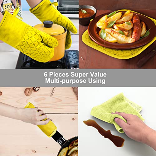 Oven Mitts and Pot Holders 6pcs Set (6 Count)