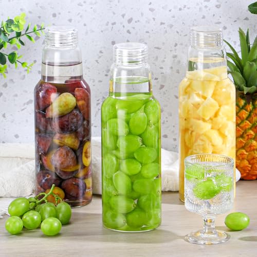 34 Oz Glass Juice Bottles with Lids (4 Count)