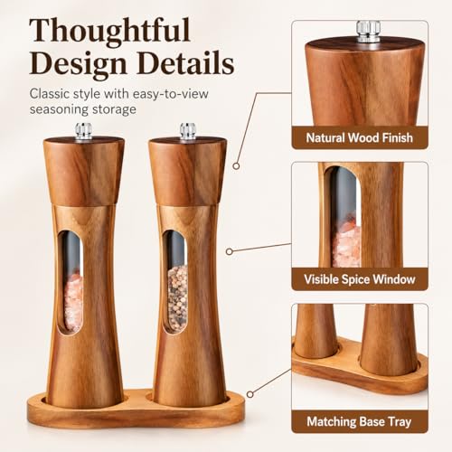 2 Pcs Wooden Salt and Pepper Grinder Set (2 Count)