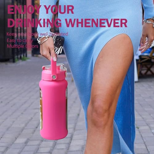 64oz Glass Water Bottles with Straw