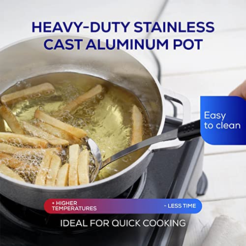 17 QT / 16 Liter) Caldero Pot with Lid, Large Cast Aluminum Rice & Cooking Pot, 47 Cup Capacity for Catering, Restaurants, Soups, Stews, Frying & Large-Batch Cooking
