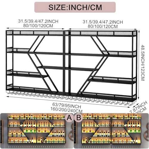 95in Large Wall Mounted Wine Rack