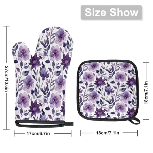 Flower Oven Mitts and Pot Holders Sets (2 Count)