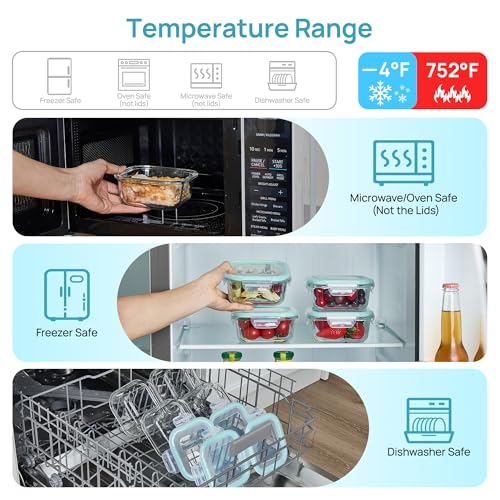 5Pack 17.5oz Glass Storage Containers with Lids (5 Count)