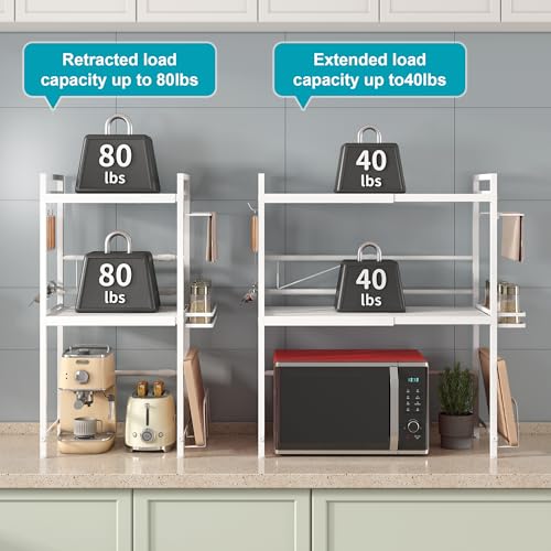 Expandable Microwave Stand Kitchen Countertop Organizer With Storage