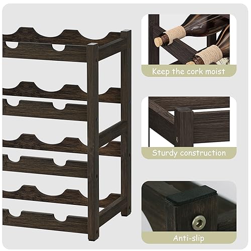 Bamboo Wine Rack Storage (16 Count)