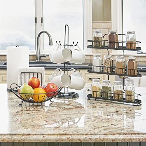 Yumi Small Three Tier Spice Rack Black for Countertop Cabinets Cupboards Kitchens