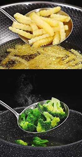 Solid 304 Stainless Steel Skimmer Slotted Spoon Colander Strainer Ladle for Cooking and Frying