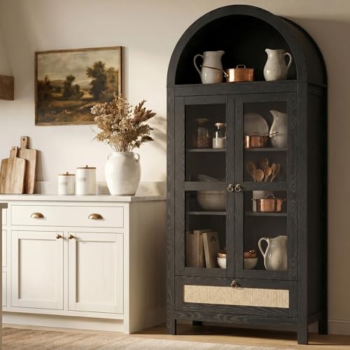 71" Tall Arched Pantry Cabinet with Innovative Drawer