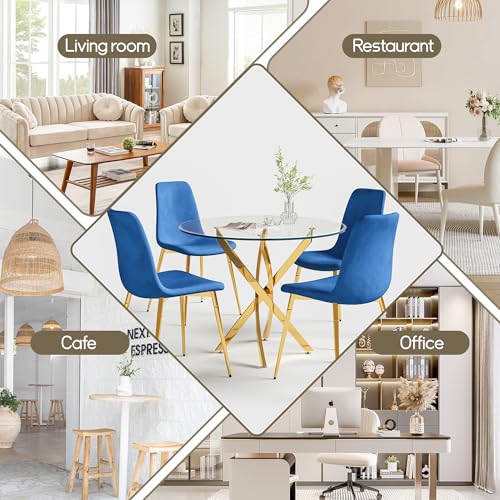 36" Round Glass Dining Table Set for 4
