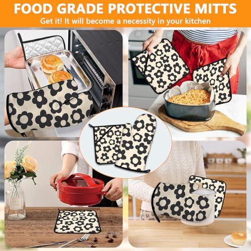 Daisy Flowers Oven Mitts and Pot Holders Sets 4Pcs