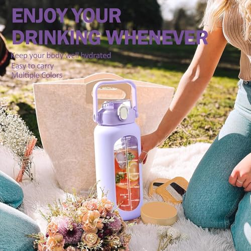 64oz Glass Water Bottles with Straw